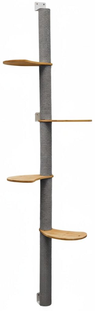 205 cm hoge wandkrabpaal met 4 plateaus voor katten - Sisal Productafbeelding 