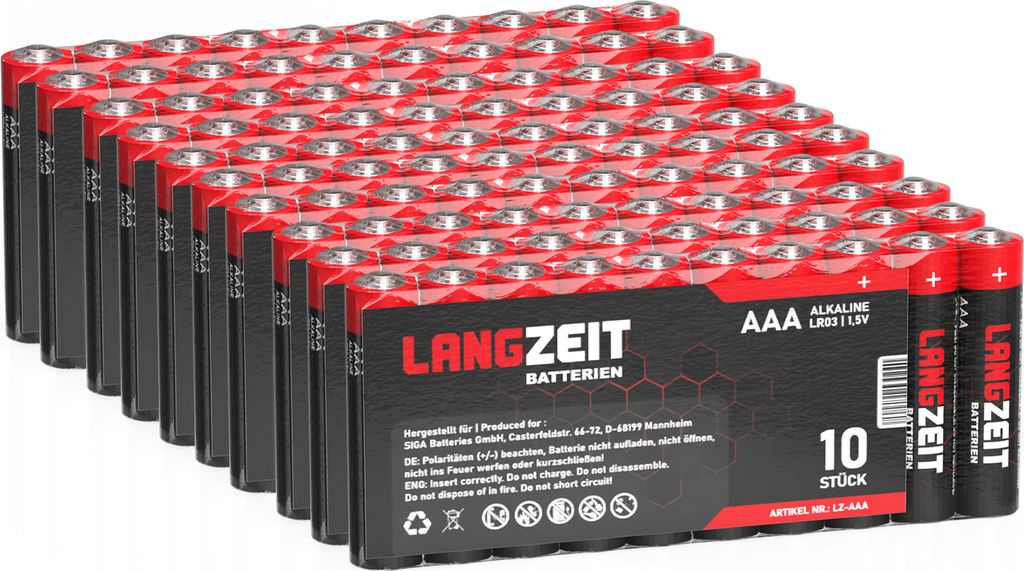Langzeit Batterien AAA 100 Stück Alkaline Micro LR03 1,5V Produktbild 6