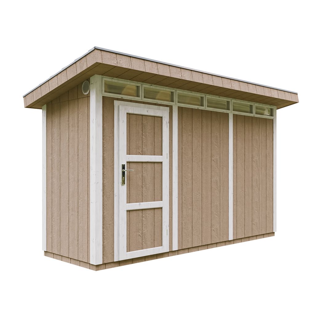 Gartenhaus 4,3m² + Boden + Bitumenfliesen - B161xL411xH239 cm TIMBELA M902 - TERRA BROWN