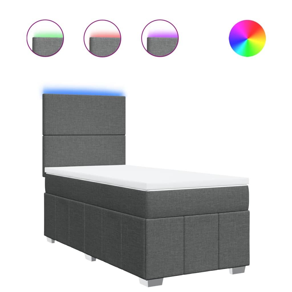 vidaXL Boxspringbett mit Matratze Dunkelgrau 90x190 cm Stoff