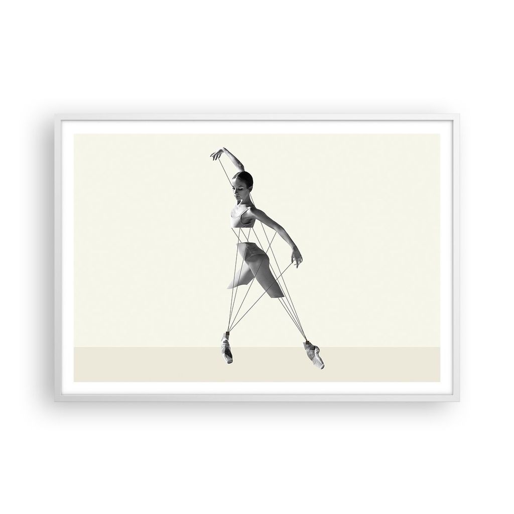 Gerahmtes Poster - Weißer Rahmen - Surreal Ballerina Marionette - 100x70 cm - Wand Bild - Wanddeko - Wandbilder - Kunstposter - Wandposter - Bilde...