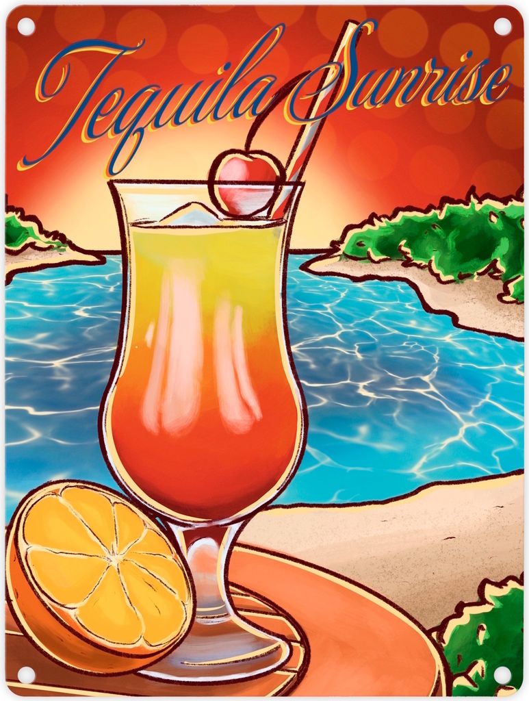 Tequila Sunrise Metallschild in 15x20 cm - The Cocktail Produktbild 