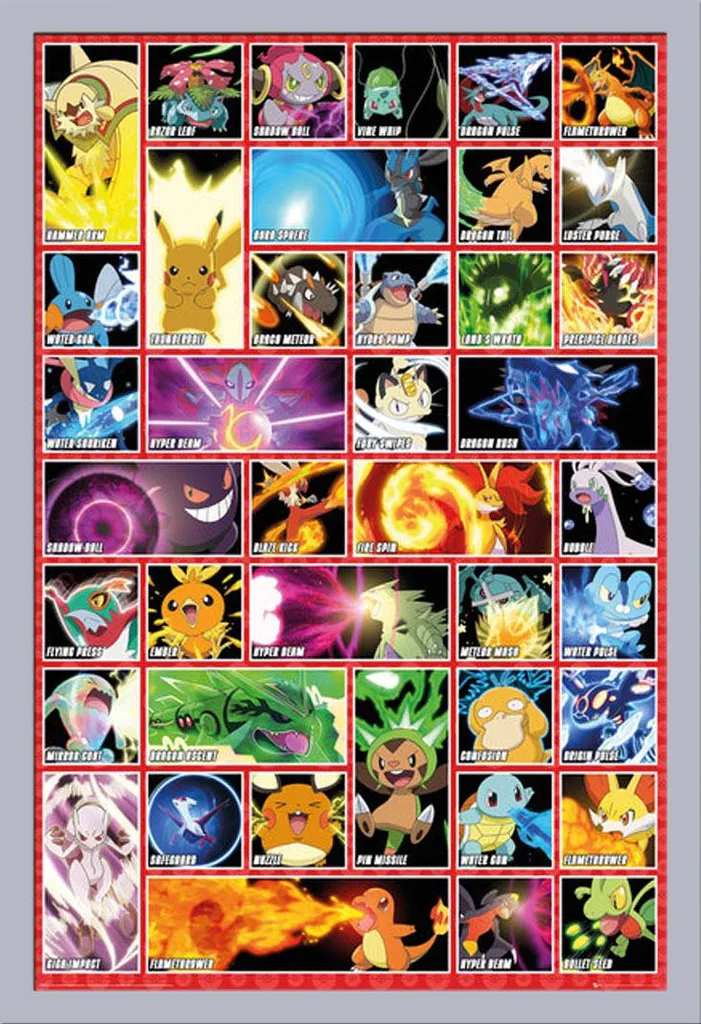 Poster Pokémon Mosse 61x91,5 con Cornice Shinsuke Argento