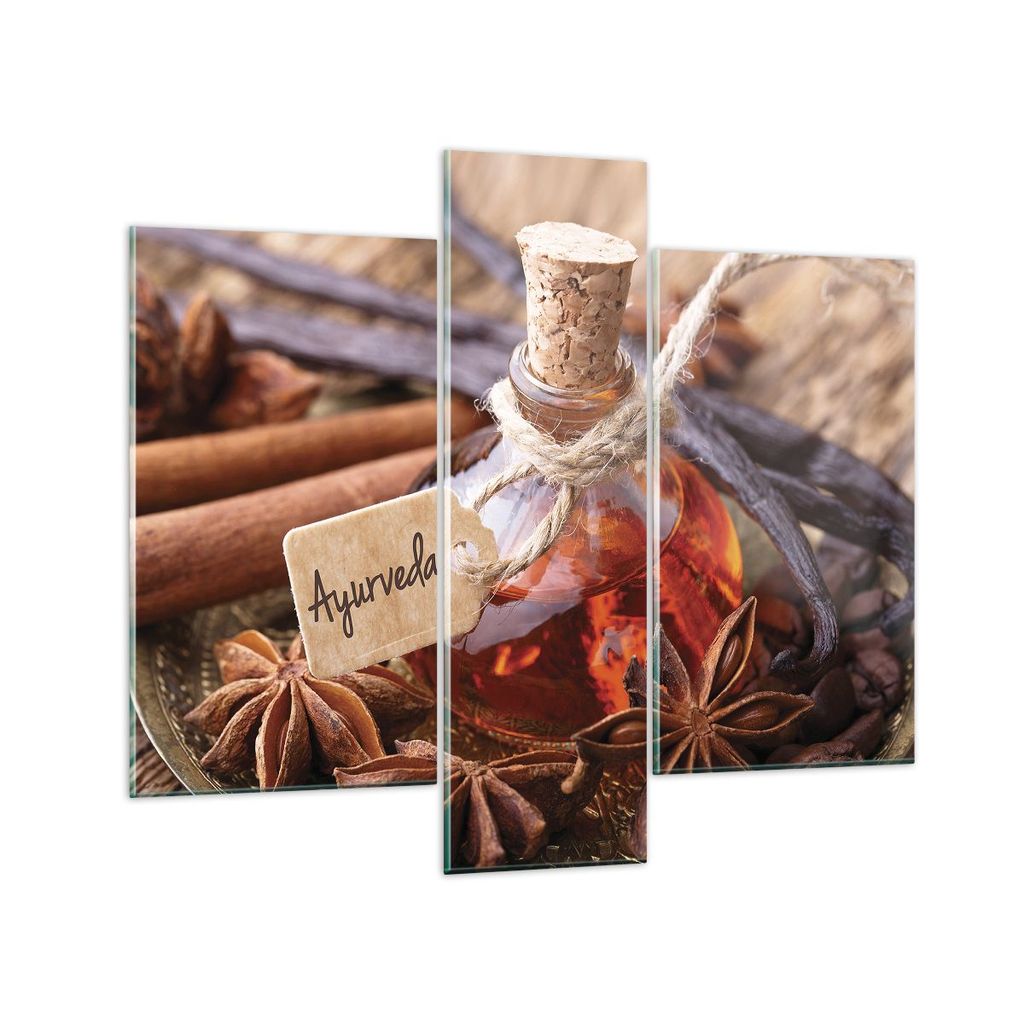 Bilder auf glas - 3 Teile - Ayurwenda Anis Vanille - 95x80cm - Glasbilder - Wandbilder - Bilder - zum Aufhängen bereit - Wanddekoration aus Glas -...