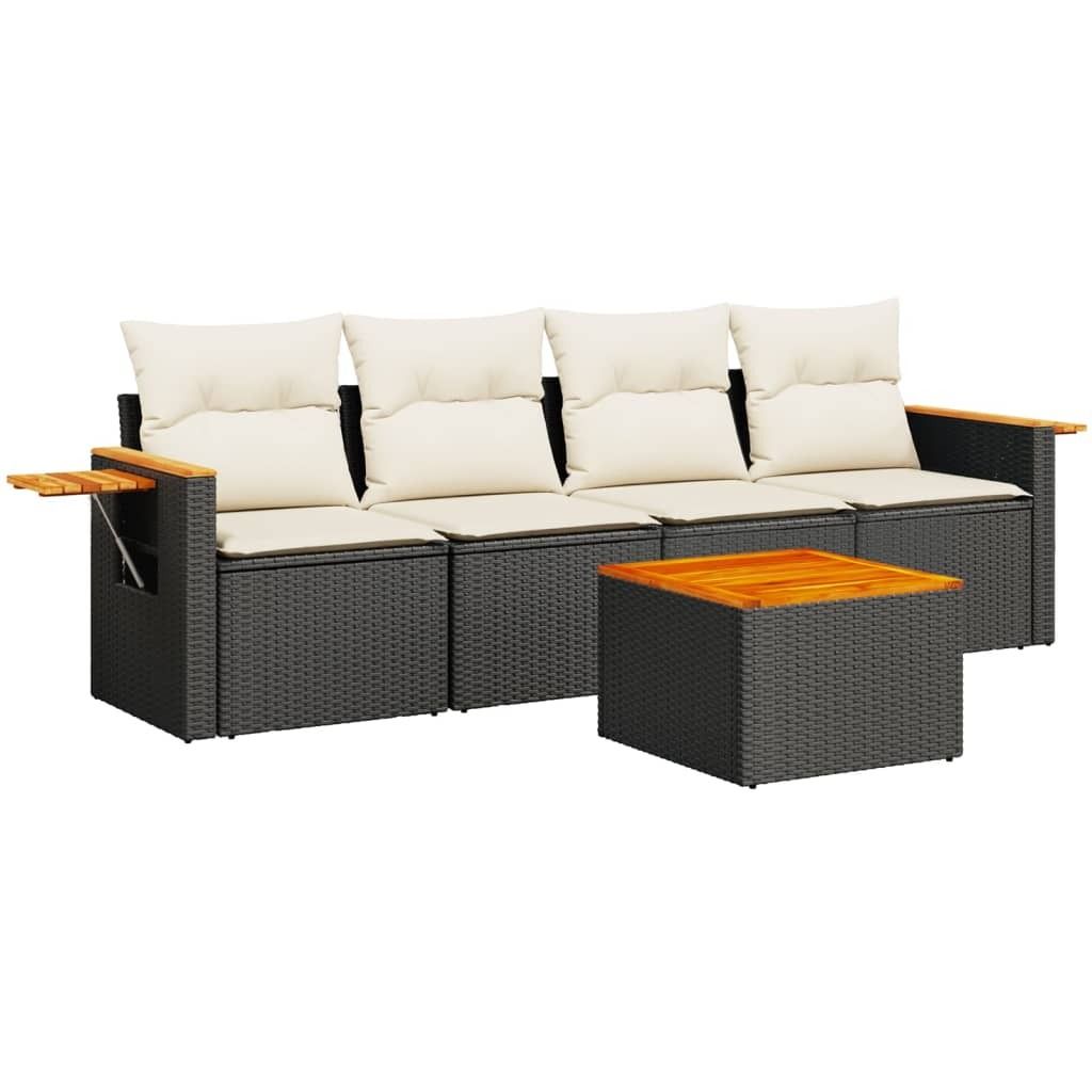 "2026 Aktion" 5-tlg. Garten-Lounge-Set - elegantes Design - Sitzgruppe/Gartengarnitur - mit Kissen Schwarz Poly Rattan - Terassenmöbel NeuMöbel30...
