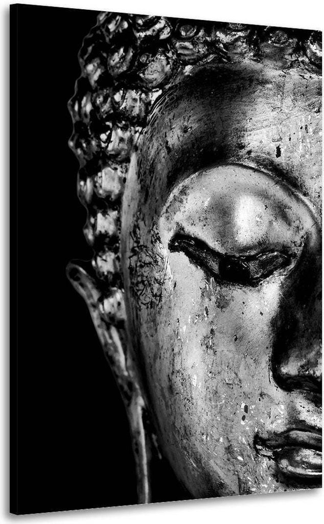 Buddha meditativ schwarz Motivation Wandbild Leinwandbild Deko Kunst XL: 100x150x4cm