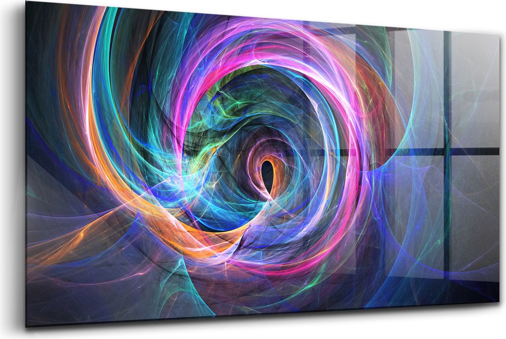 120x60 - Bilder auf glas - Einteilig - Wanddekoration - Glas Bilder - Bunte Fraktale Unendlichkeit