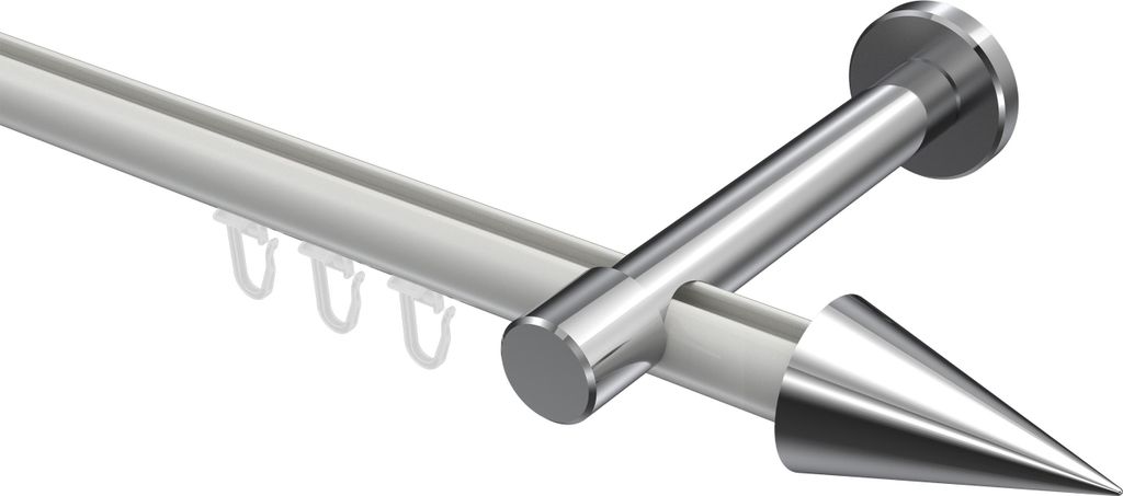 Interdeco Innenlaufstange / Gardinenstange mit Innenlauf Weiß / Chrom, Typ Prestige Savio (Kegel), 20 mm Ø 1-läufig, 440 cm