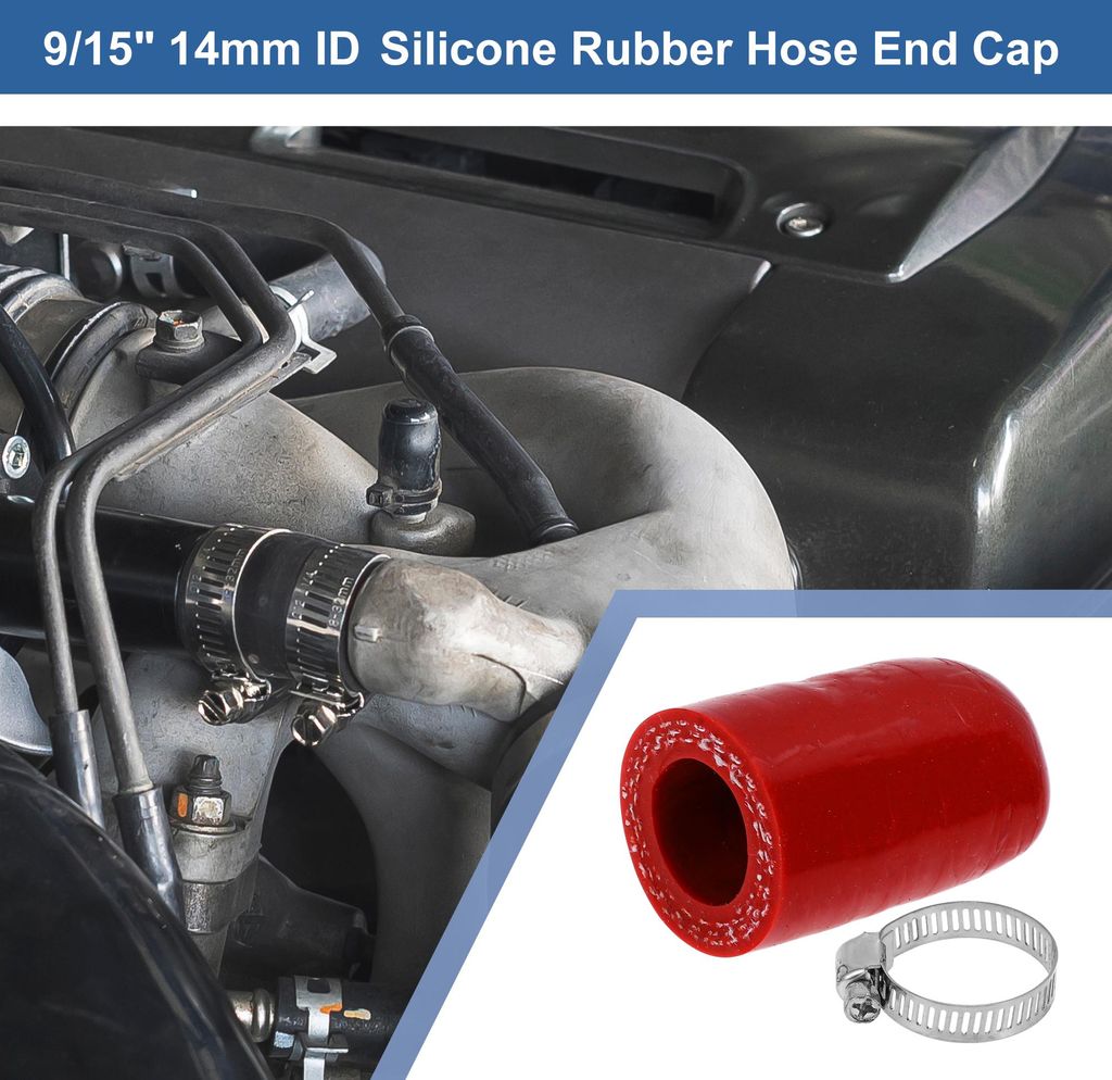9/15" 14mm ID Silikon Gummischlauch Endkappe 3-lagiges Polyester Für Kühlmittel Turbolader Bypass Ventil Vakuum 30mm Rot