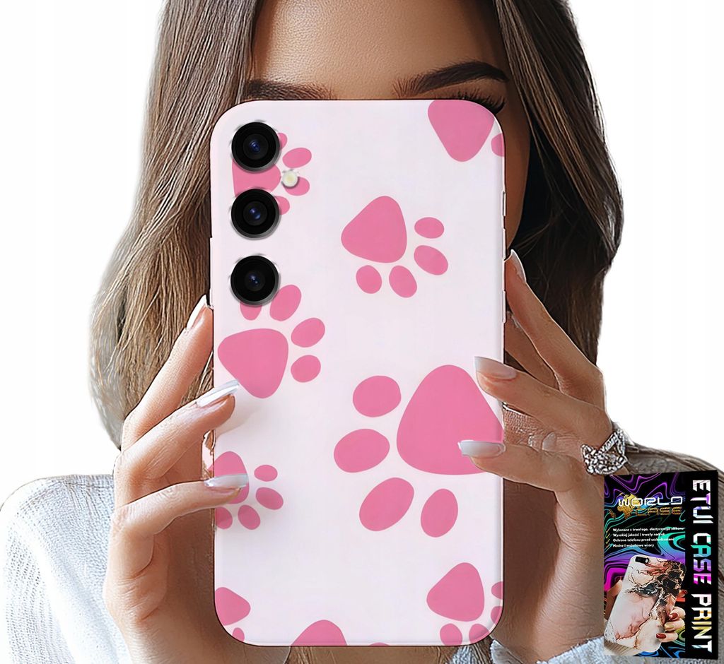 Etui Für Samsung Galaxy A24 4G - Rosa Hundepfoten, Rückseite, Etui