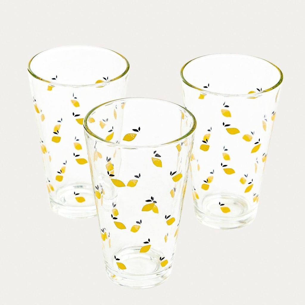 HOMLA TOKEN SUMMER Glas in Zitronen, 3 Stk. 0,3 l Produktbild 