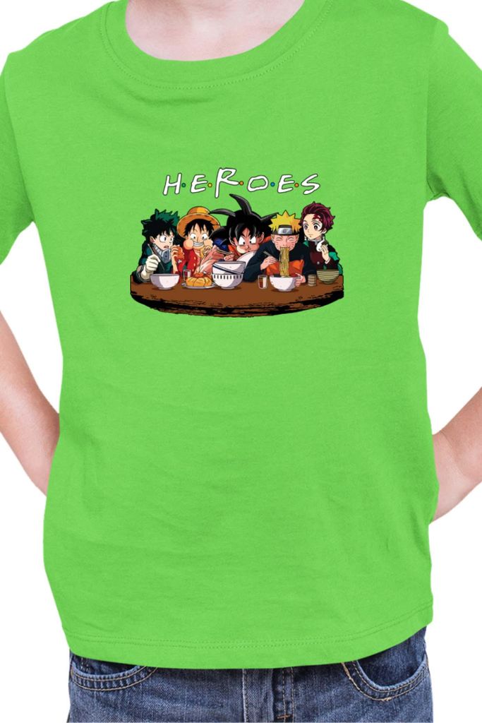 Kinder T-Shirt Manga Japan Anime Comics Animation Anime Heroes 03, 12-13 Jahr - 152 / Lime