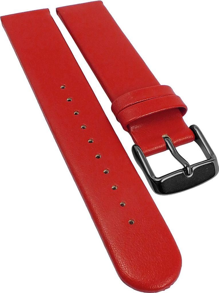 Minott Vegan Uhrenarmband Apfelfaser rot reißfest gleichlaufend , Stegbreite:20mm, Schließe:Schwarz