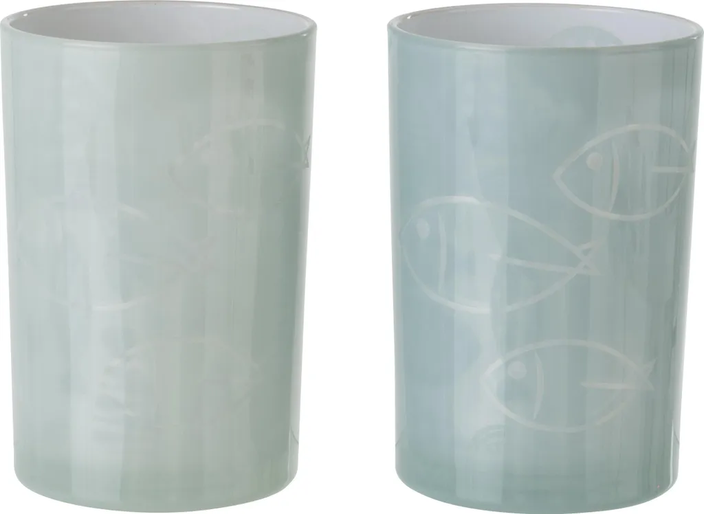 Grand Photophore Poisson en Verre Gris J-Line - Objet Déco Bord de Mer Chic