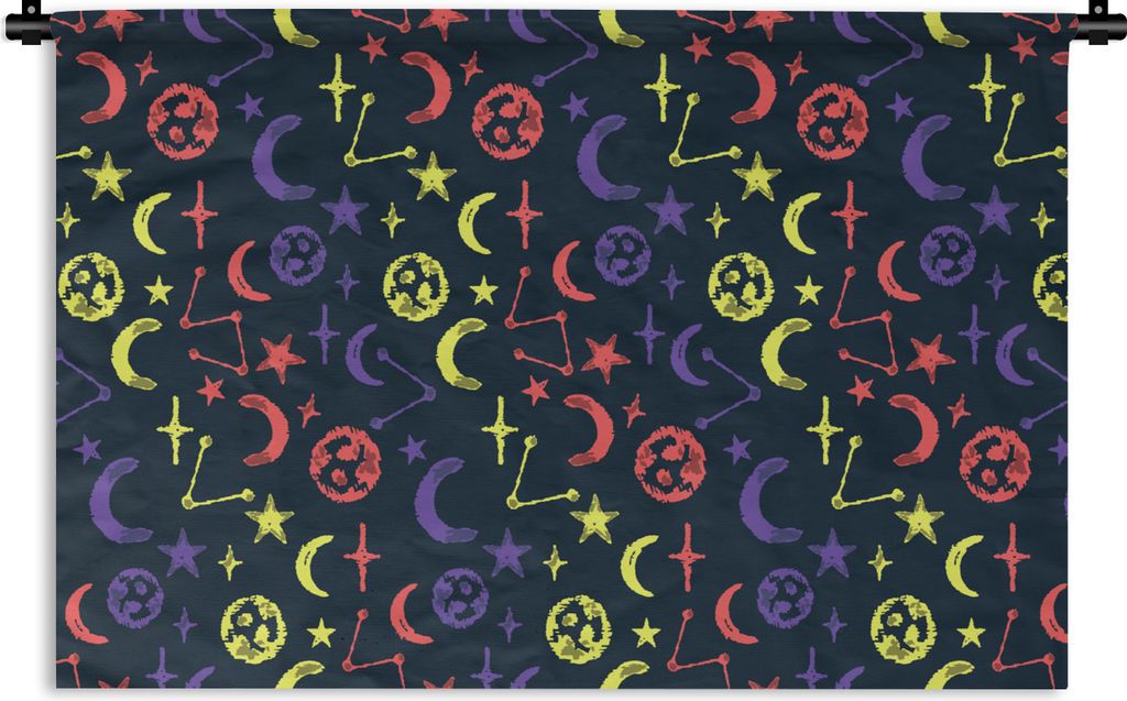 MuchoWow Wandteppich Wandbehang Sterne - Planeten - Design 90x60 cm Tapisserie Dekoration Wandtuch - Wandskulpturen - Bildteppich