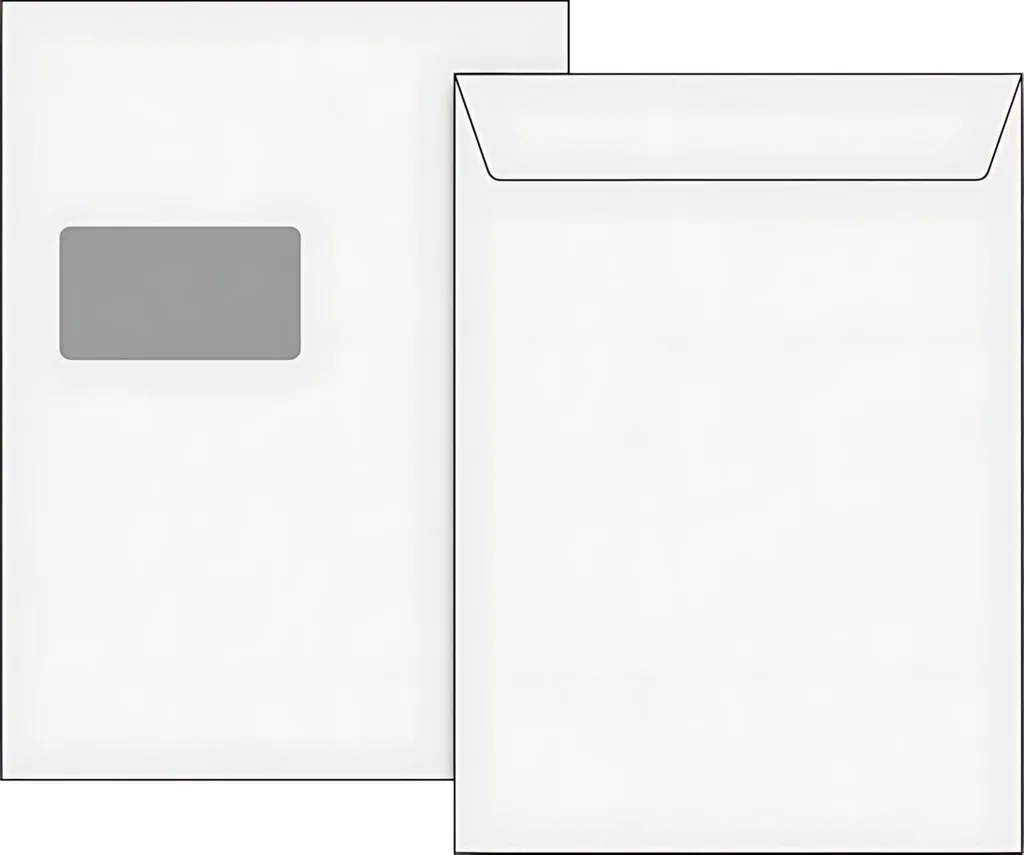 Pochette d'envoi A4 blanche C4 à fenêtre de 100 enveloppes autocollantes