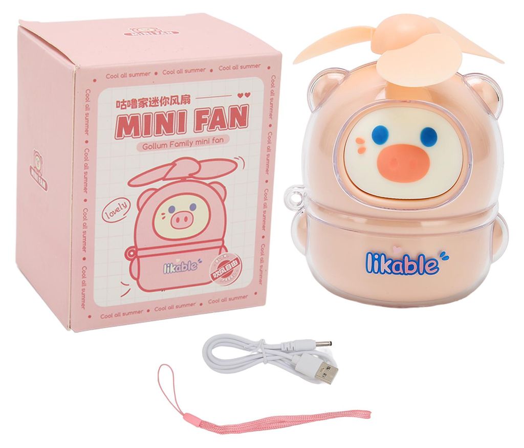 Handventilator aus Silikon im Cartoon-Design, USB-aufladbar, 3 weiche Flügel, 250 mAh, tragbarer Mini-Ventilator für Zuhause, Reisen und das Bür...