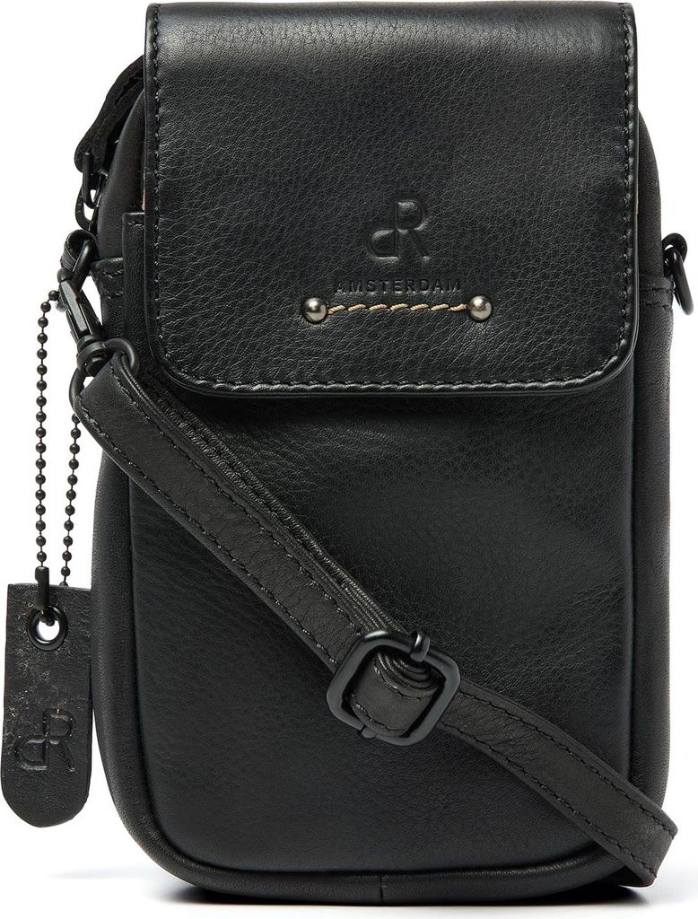 dR Amsterdam Umhängetasche | Leder Schultertasche | Damenhandtaschen | Damen Crossbody Tasche | Tampa - 933728 Black