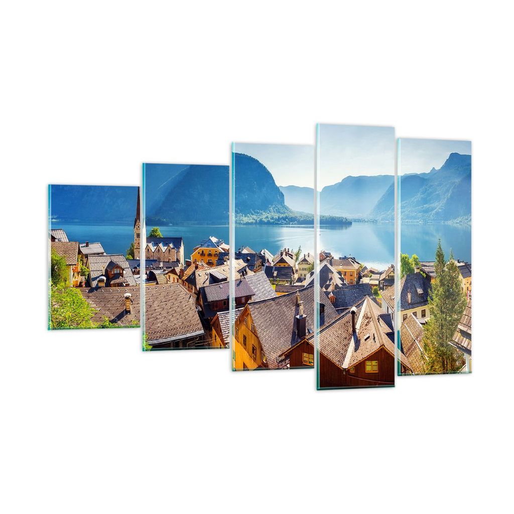 Bilder auf glas - Berge See Wasser - 100x60cm - Glasbilder - Wandbilder - Kunstdruck - zum Aufhängen bereit - Wanddekoration aus Glas - Glas Bilde...