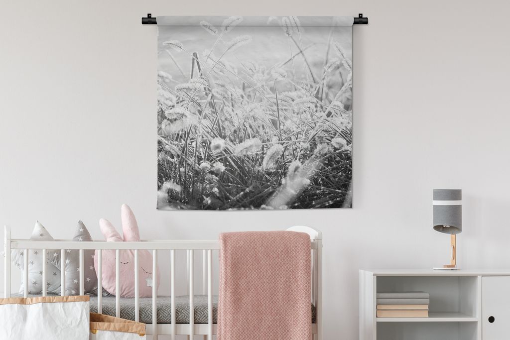 MuchoWow® Wandteppich Wandbehang Winter - Schwarz - Weiß - Produktbild 