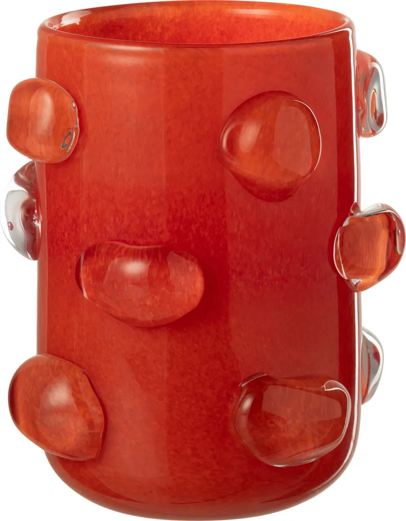 Petit Vase Rouge Aruna J-Line en Verre - Finition Éclatante et Moderne