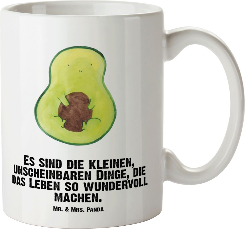Mr. & Mrs. Panda Pott Avocado Kern - Weiß - Geschenk, Liebe, Große Tasse, Baby, Teetasse, Haferl, Keramiktasse, hochwertige, Pflanze