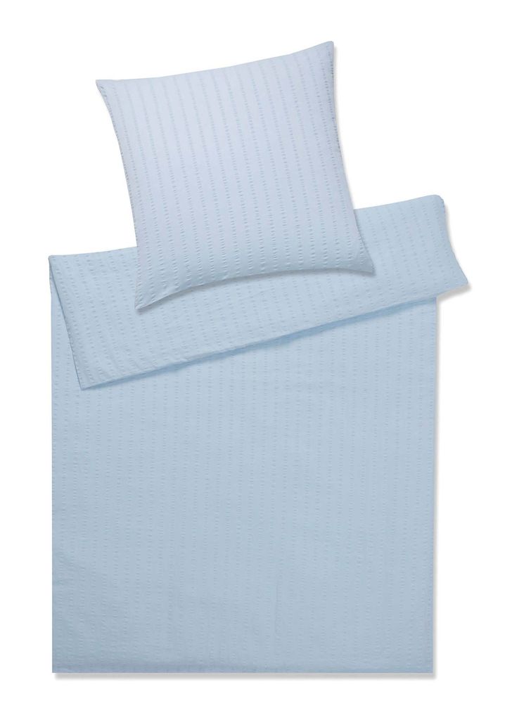 Elegante Seersucker Bettwäsche-Ganritur Chelsea Farbe hellblau Größe 200x200+2x40x80