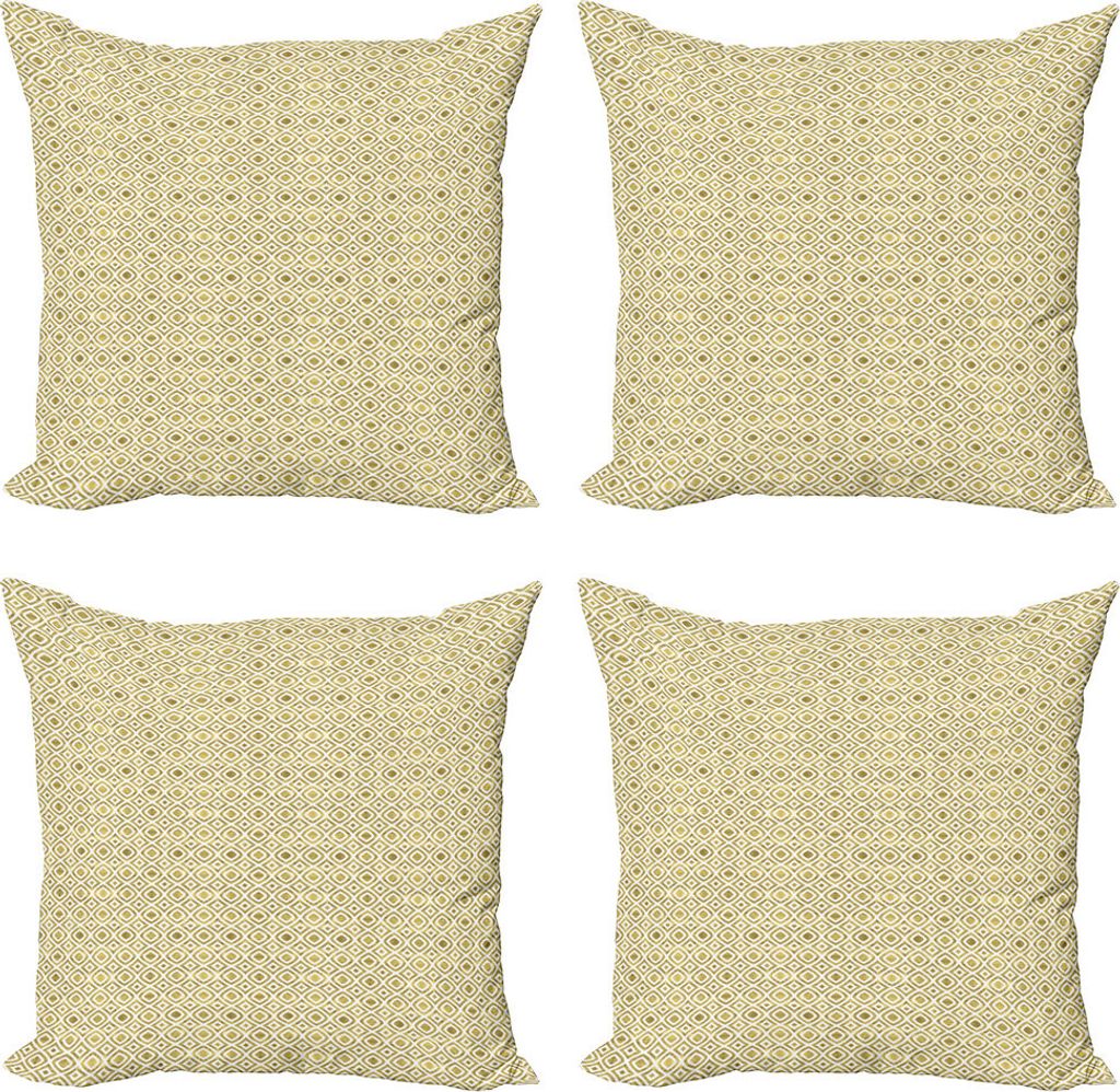 ABAKUHAUS Geometrisch Kissenbezug Set (4 Stück), Rhombus-Like-Muster, Moderner Doppelseitiger Digitaldruck, 60 cm x 60 cm, Erde Gelb und Weiß