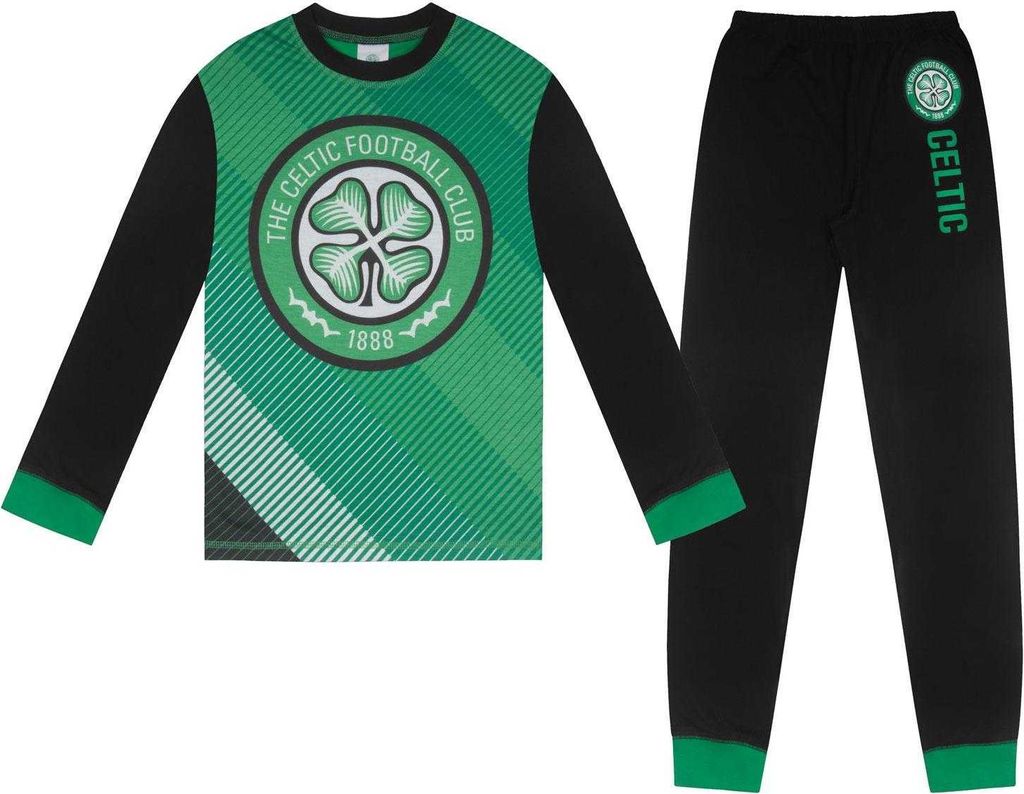 Celtic FC - Schlafanzug mit langer Hose für Baby-Jungs GF1058 (158-164) (Schwarz/Grün)