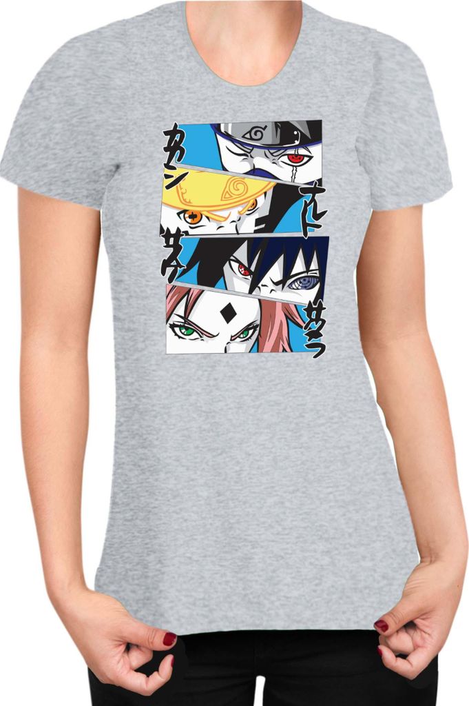 Damen T-Shirt Naruto Team 7 05, Lady 2XL / Grau