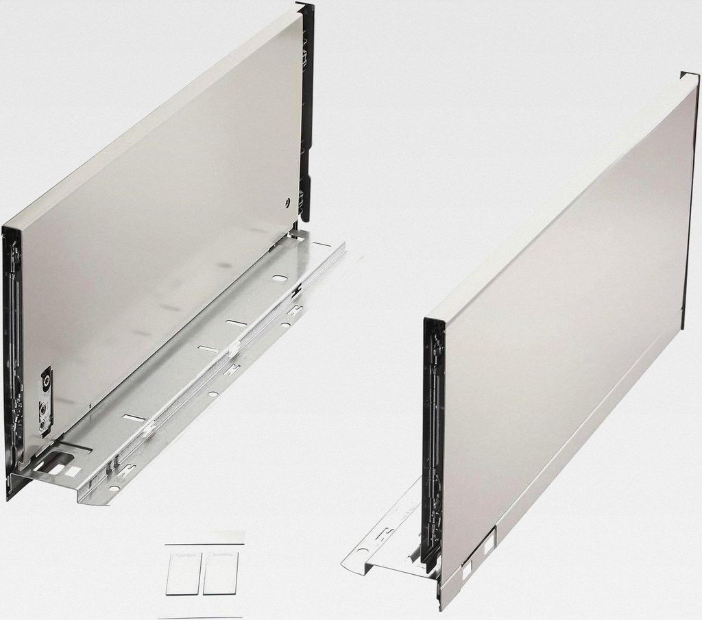 Schubkastenzargen Blum pure (Nennlänge 400 mm, Systemhöhe C 176,8 mm) Edelstahl Schubladenzargen mit Anti-Fingerprint inkl. Abdeckkappen