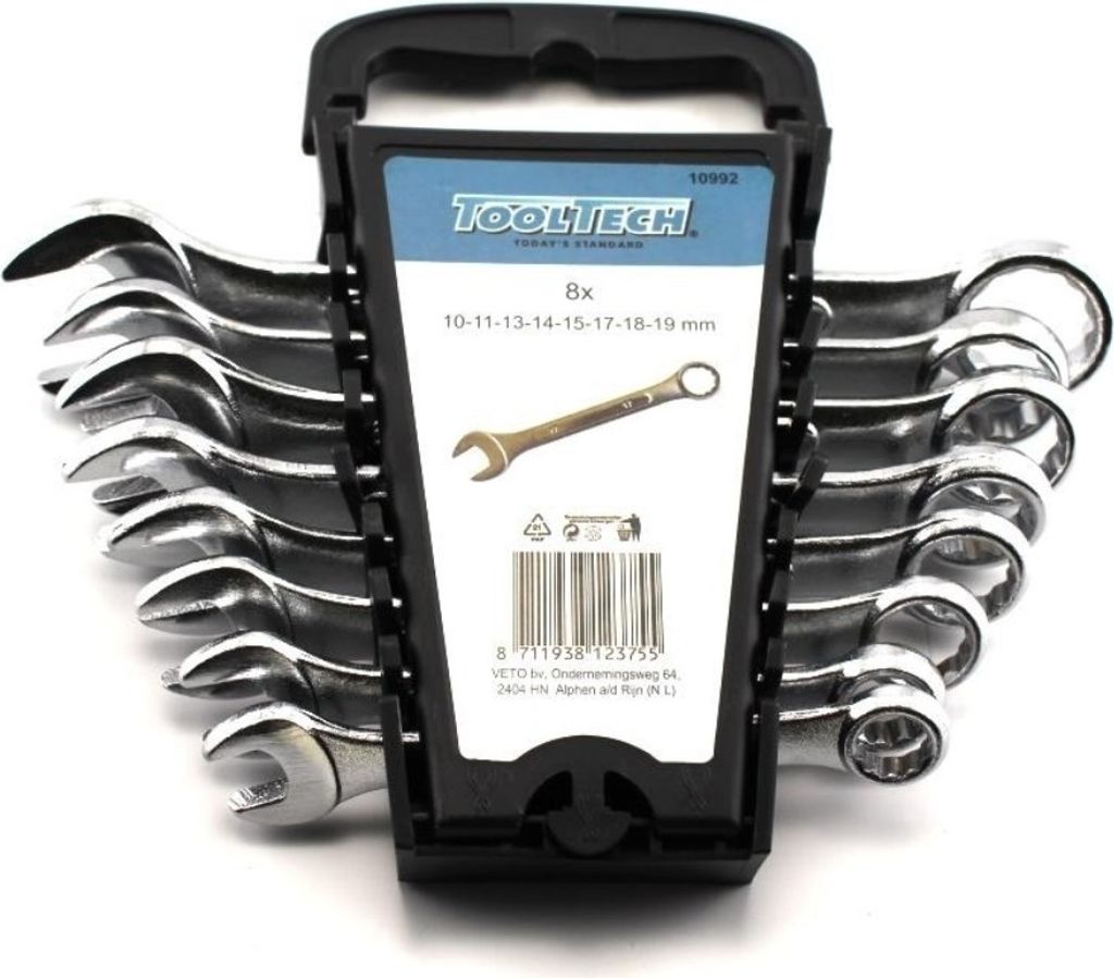 Tooltech 10992 Gabel-Ringschlüssel Satz 8 tlg 10-11-13-14-15-17-18-19 mm