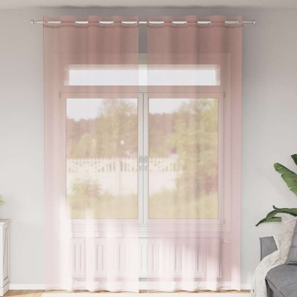 Möbel Voile Vorhänge mit Ösen 2 Stk. Hellrosa 140x300 cm 4102088