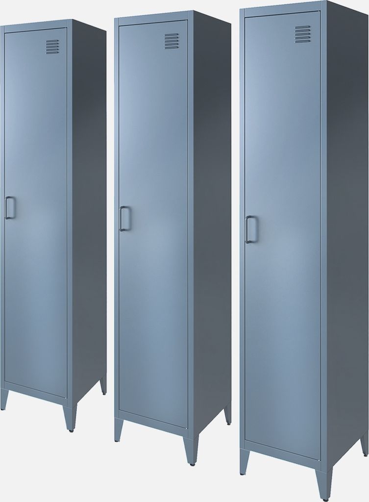 sweeek - 3er-Set industrielle Kleiderschränke aus Stahl mit Produktbild 