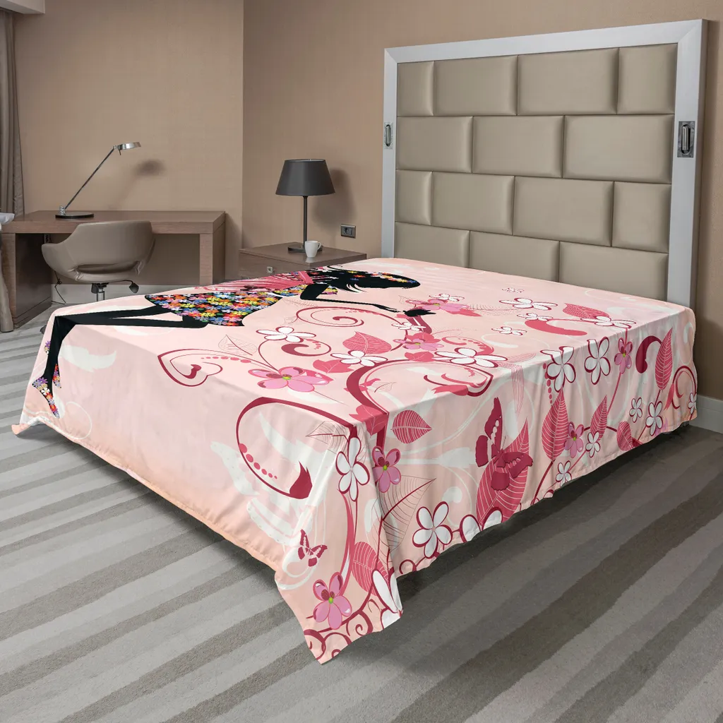 Drap de lit grand format anti-plis, motif fleuri pour literie élégante