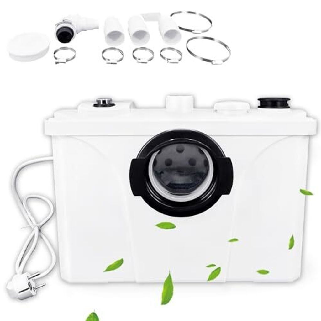 JOIEYOU Hebeanlage 700W Sanitäre Abwasserpumpe 180L/min Kleinhebeanlage Schmutzwasser Fäkalienpumpe mit Aktivkohlefilter, Edelstahl Klingen & 3 E...
