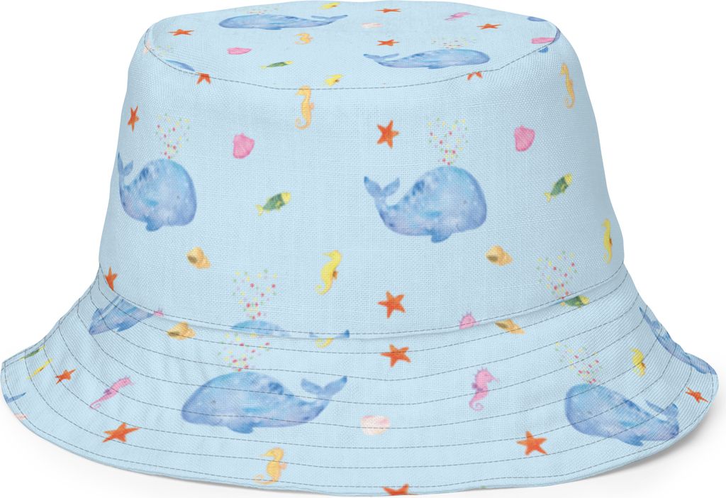 Mr. & Mrs. Panda Wanderhut Wal Konfetti Größe S/M - Blau - Geschenk, Abnehmen, Wale, Bucket Hat, Geburtstag, Sonnenkappe, Sonnenhut, Trennung, So...