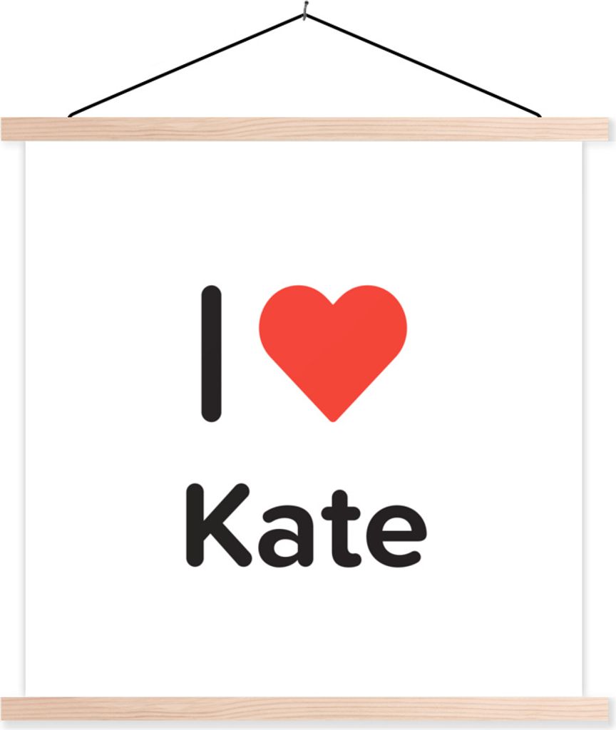 MuchoWow Textilposter Ich liebe - Kate - Mädchen 120x120 cm mit holzfarbenen Rahmen - Textil-Poster