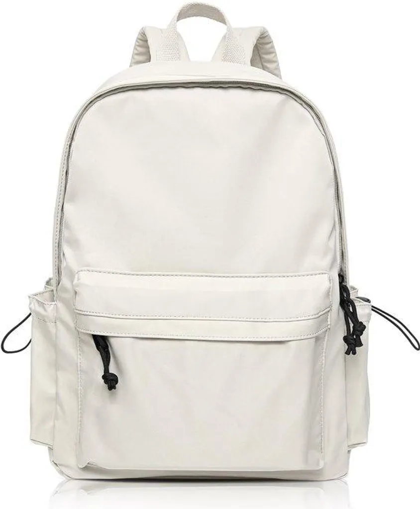 Sac à dos scolaire beige imperméable pour ordinateur portable 14 pouces