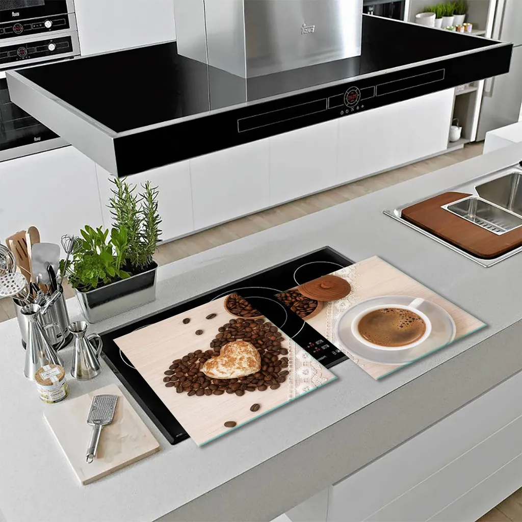 Coprifornelli Universale Vetro 2 Pezzi 40x52 Marrone | Paraschizzi Cucina - 12