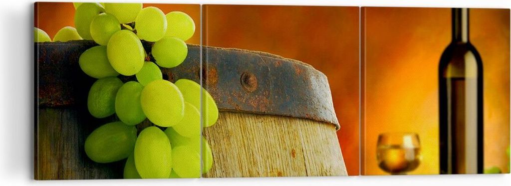 Bild auf Leinwand - Leinwandbild - Landwirtschaft Alkohol Fass Tasse - 120x40cm - Wand Bild - Wanddeko - Leinwanddruck - Bilder - Kunstdruck - Lein...
