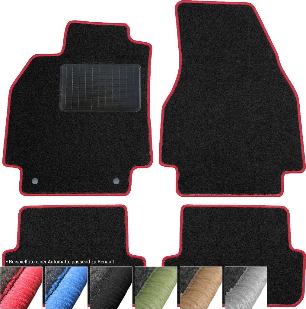 Tappetini Renault Zoe dal 2012 Neri e Rossi - Set 4 Pezzi MOLTICO