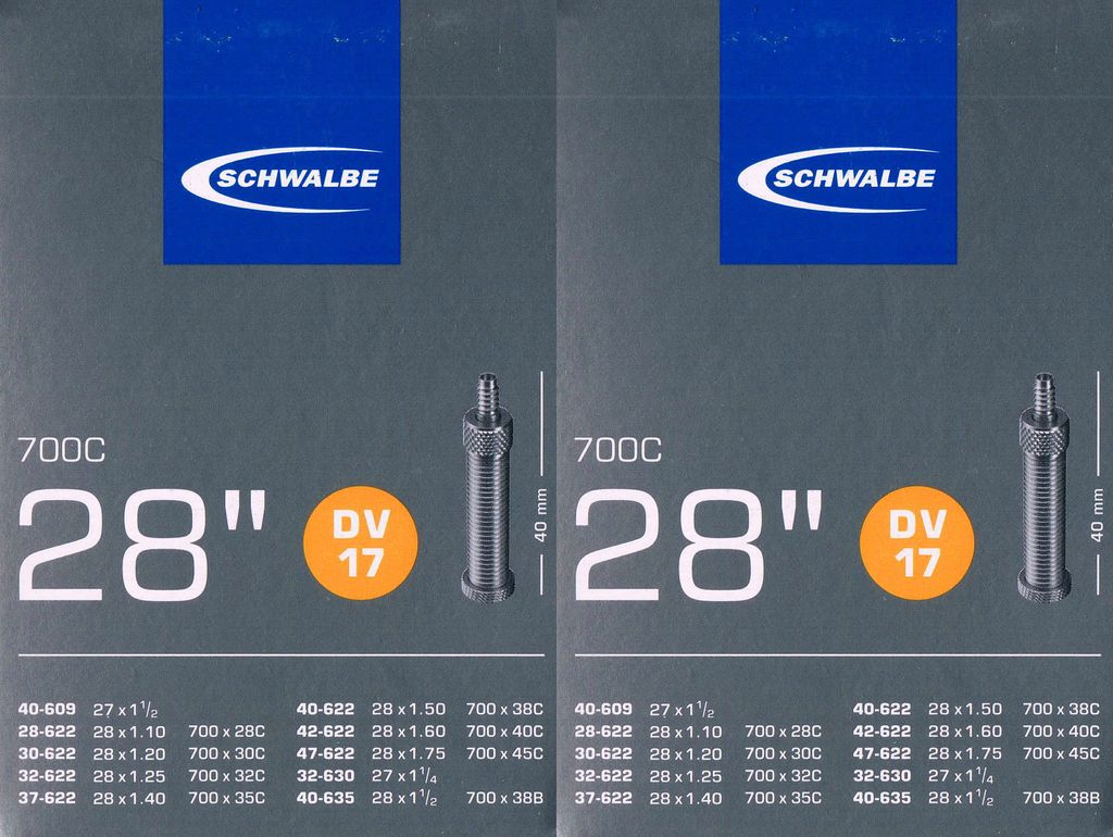 2x Schwalbe DV 17 Schlauch 28" 622 Ventil: Blitz Dunlop Produktbild 