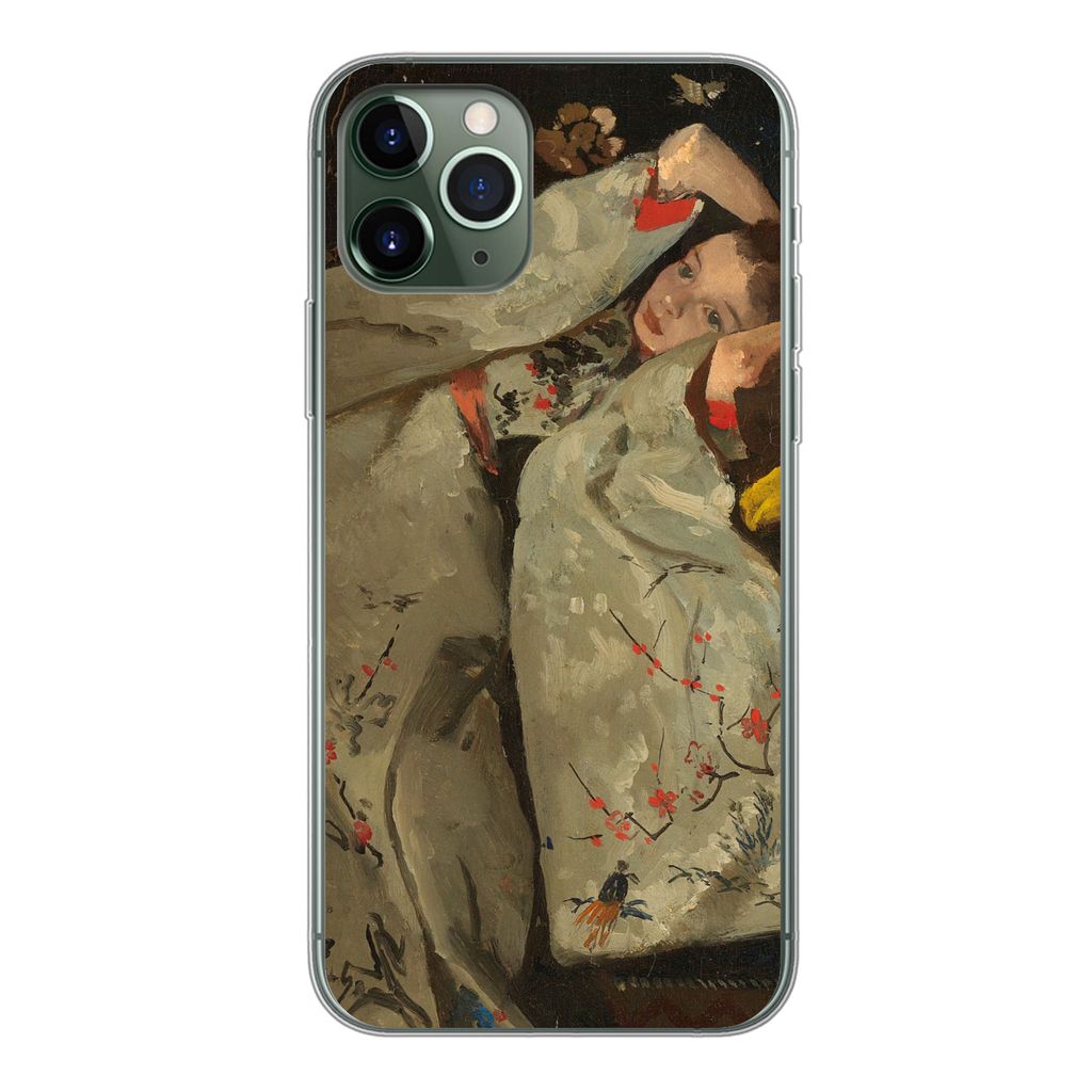 MuchoWow Handyhülle Schutzhülle Hülle für iPhone 11 Pro Mädchen im weißen Kimono - Gemälde von George Hendrik Breitner Silikon Softcase Ha...