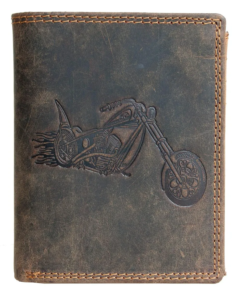 Portefeuille cuir motard anti RFID avec une conception presque 100% cuir