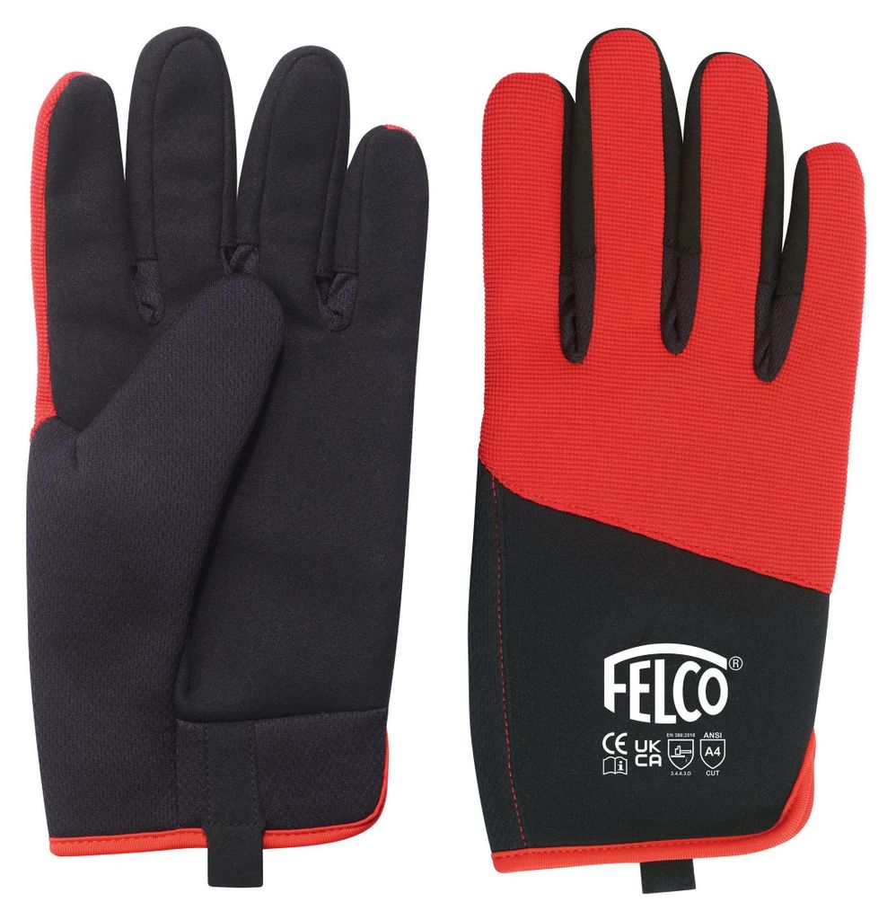 FELCO 704 Schnittfeste Handschuhe Größe L Rot & Schwarz aus Mischgewebe