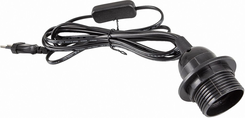 E27 Lampenfassung mit Schalter Netzkabel 3,5m Lampenaufhängung Sokel 350SW schwarz