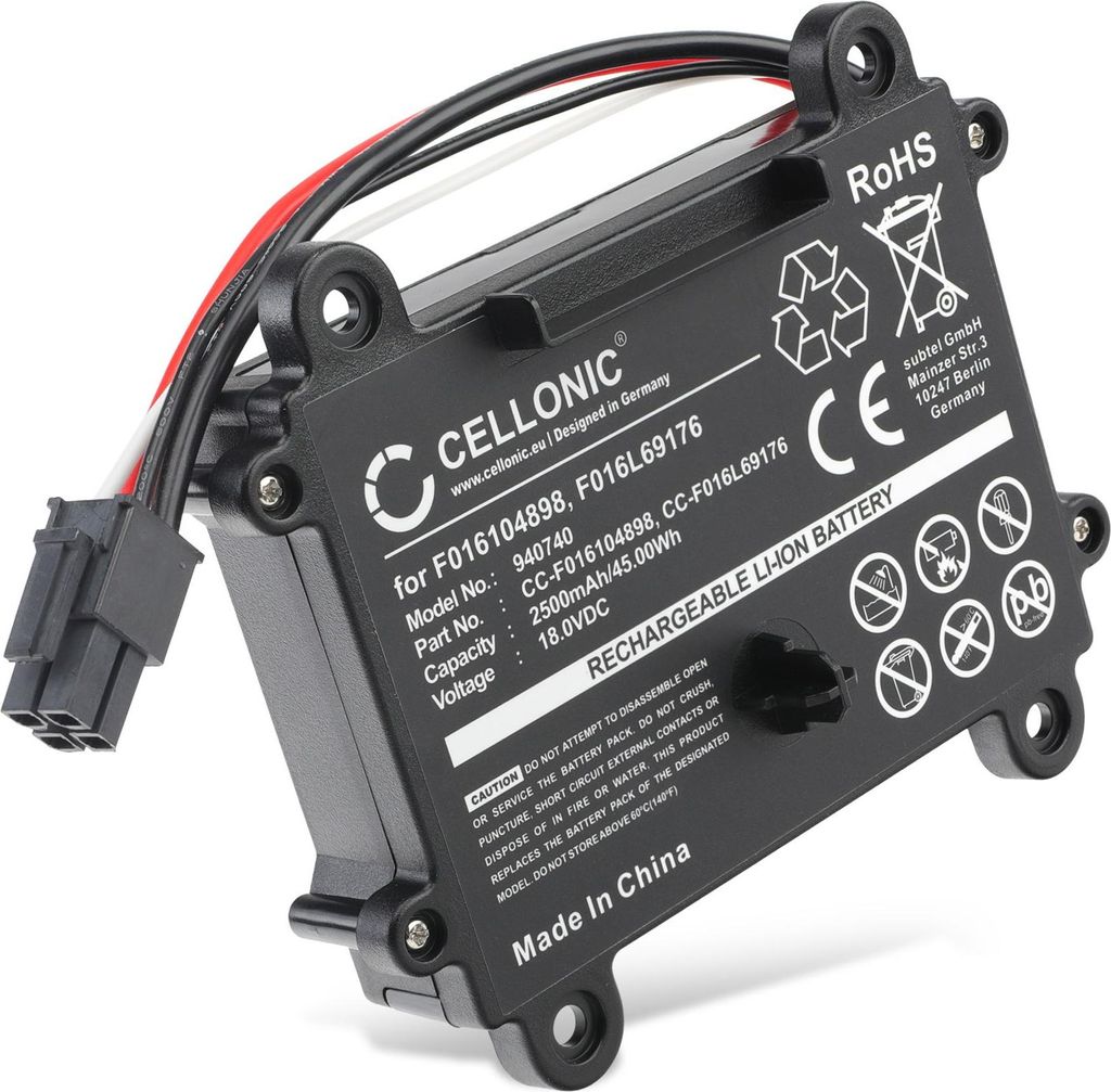 CELLONIC 1x Akku für Garten Kompatibel mit Bosch Indego XS 300, Indego XS300, Indego 400, F016104898 - ( 2500mAh, 18V)