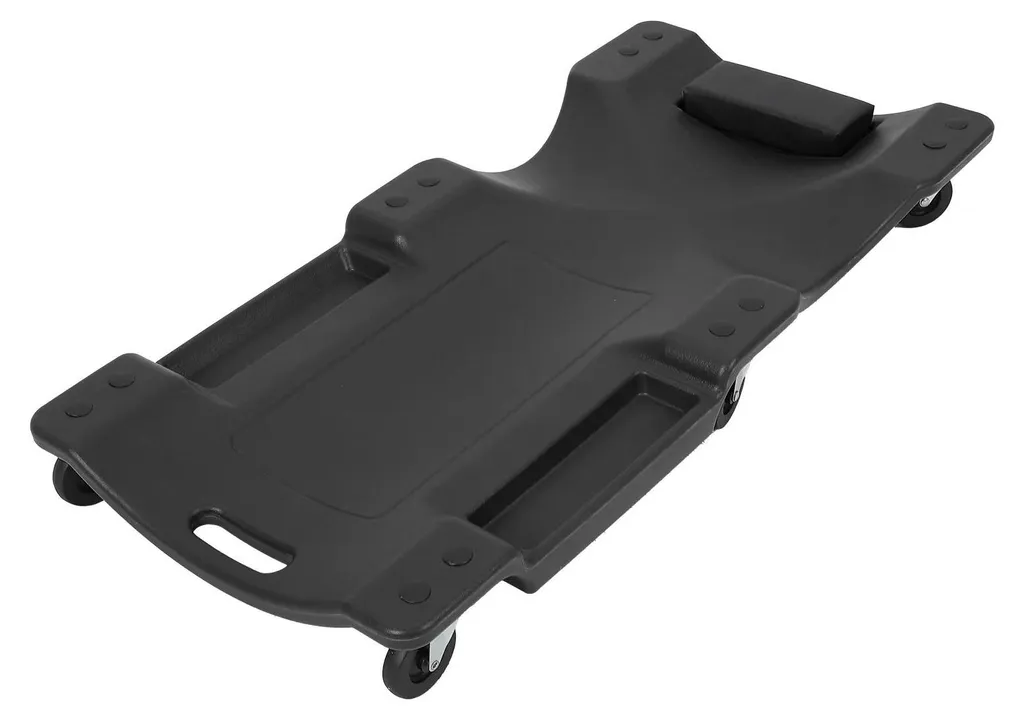 Planche de mécanicien profil bas 102 cm en HDPE noir avec 6 roulettes