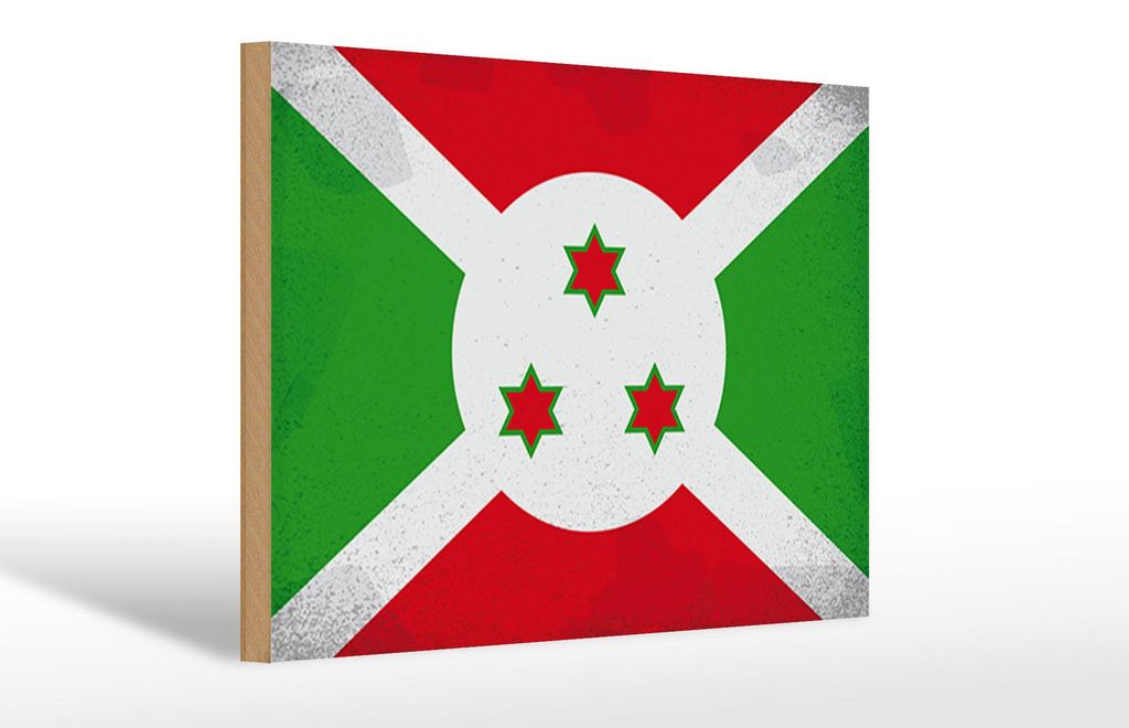Holzschild Flagge Burundis 30x20cm Flag of Burundi Vintage